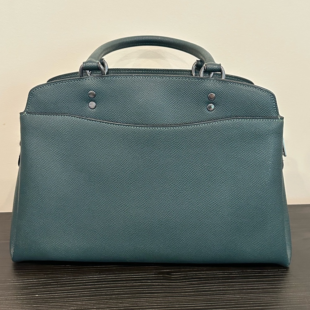 Coach Forest Green 3-Pc Set! Handbag Crossbody Purse, Keychain Wallet, Wristlet! - Picture 5 of 16